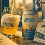 Améno bière artisanale sans alcool Camaret, mousse et canette