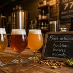 Bière artisanale 77 en brasserie locale : verres de dégustation