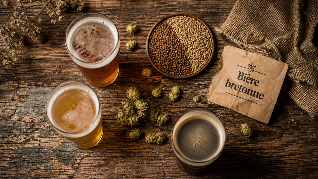 Photo bière bretonne artisanale au sarrasin et houblon, bières bretonnes