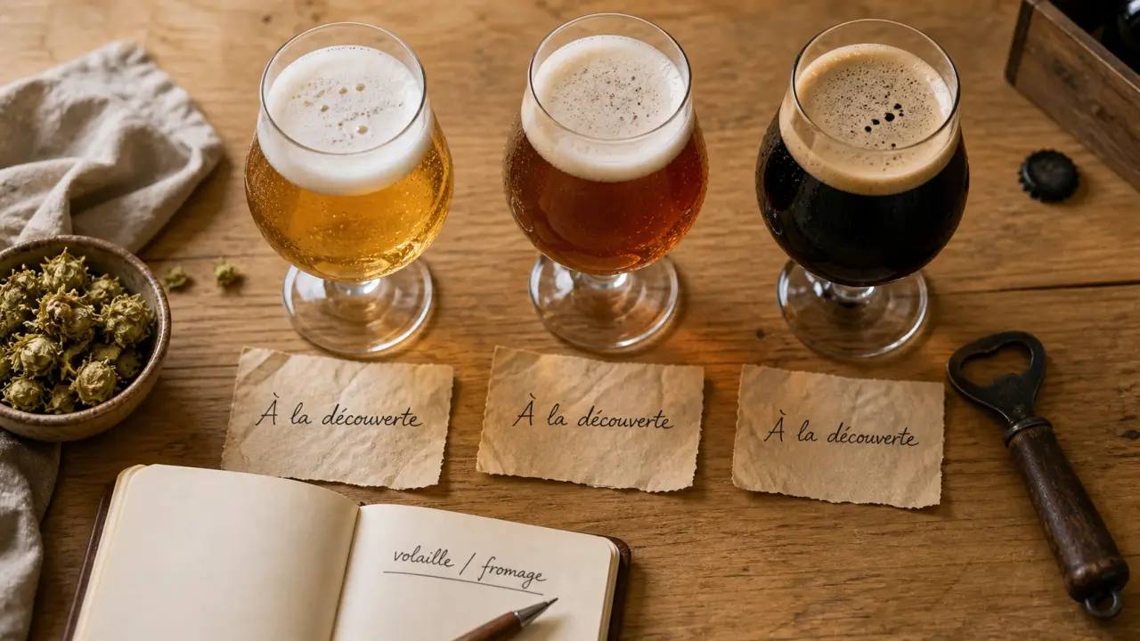 Bi6re locale bourg-en-bresse : verres tulipe blonde, ambr0e et stout, accords