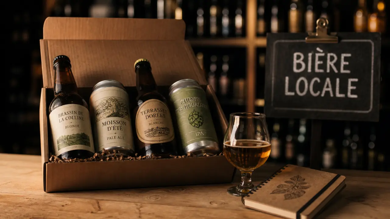 Photo bire locale artisanale : slection sur comptoir en cave