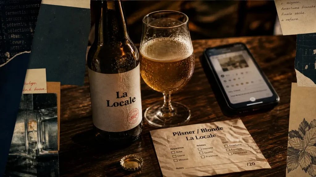 Bi3re la locale du sud-ouest, Pilsner ou Blonde, bouteille et verre