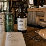 Brasserie artisanale cabrio : bière fraîche en canettes et bouteille artisanale