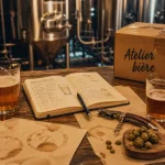 Brasserie artisanale : table, verres et atelier pour choisir une vraie locale