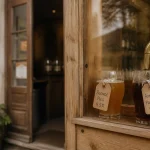 Brasserie artisanale Ratz à Fontanes : vitrine bois et dégustation