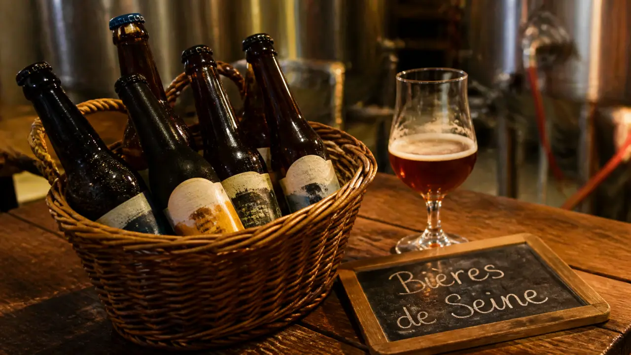 Brasserie artisanale seine-maritime : panier de bouteilles et ardoise de dégustation