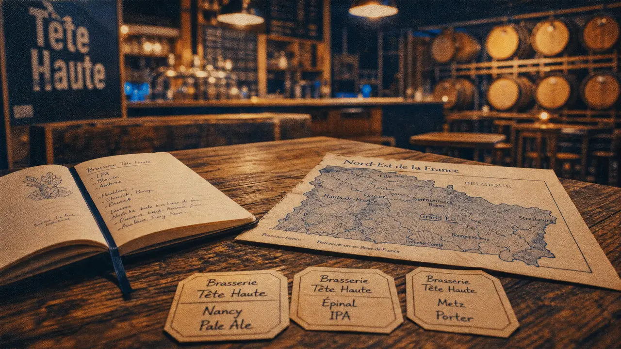Brasserie artisanale tête haute : nom, lieu et style sur étiquettes