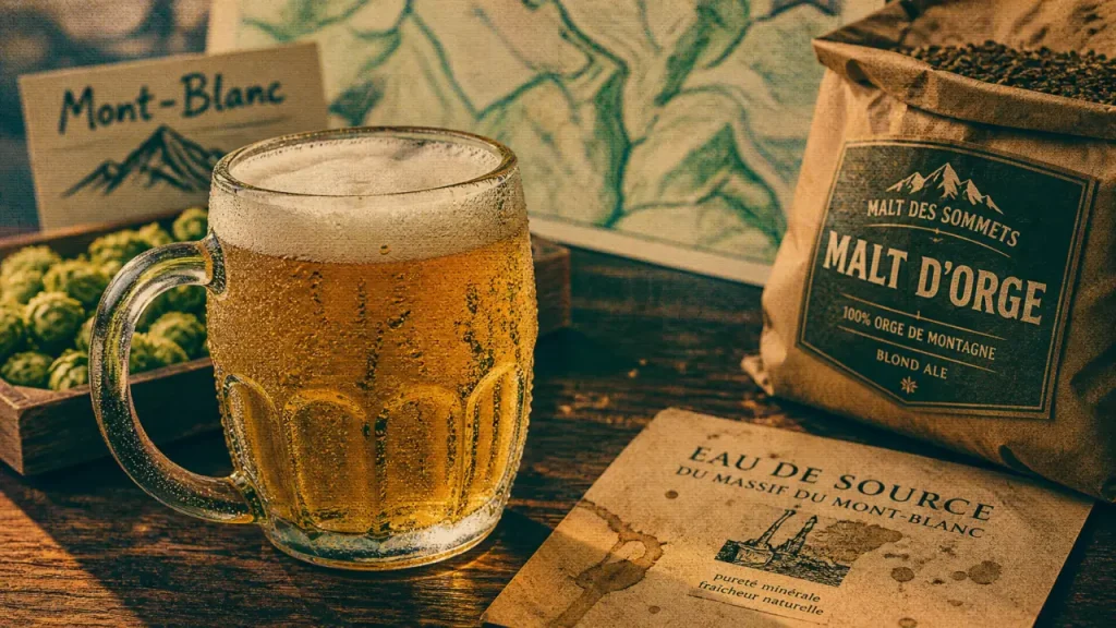 Brasserie du mont blanc : chope de bière alpine et eau de source à 2 072 m