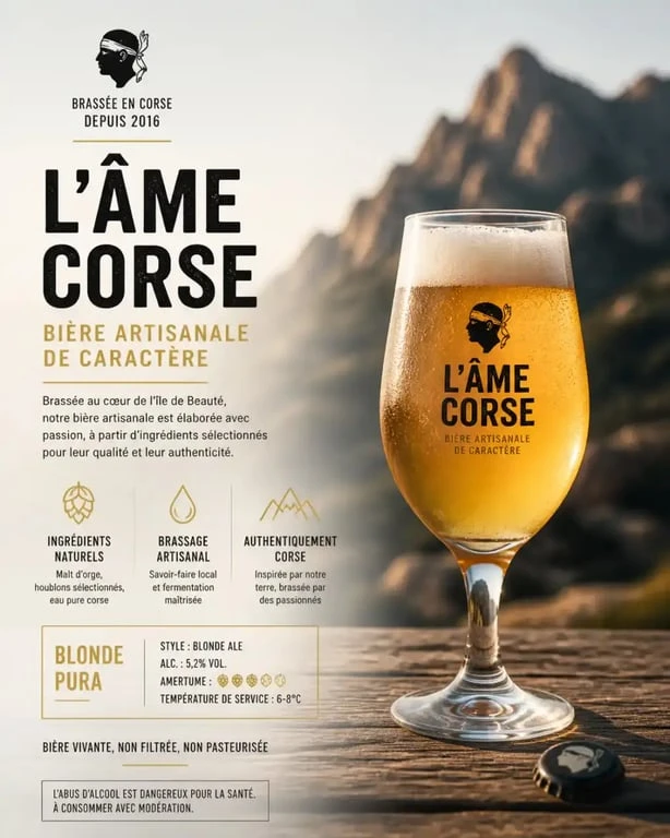 Bière de la brasserie artisanale Lutina servie dans un cadre corse authentique
