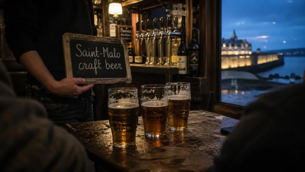 saint malo craft beer : verres artisanaux en bar à Saint-Malo