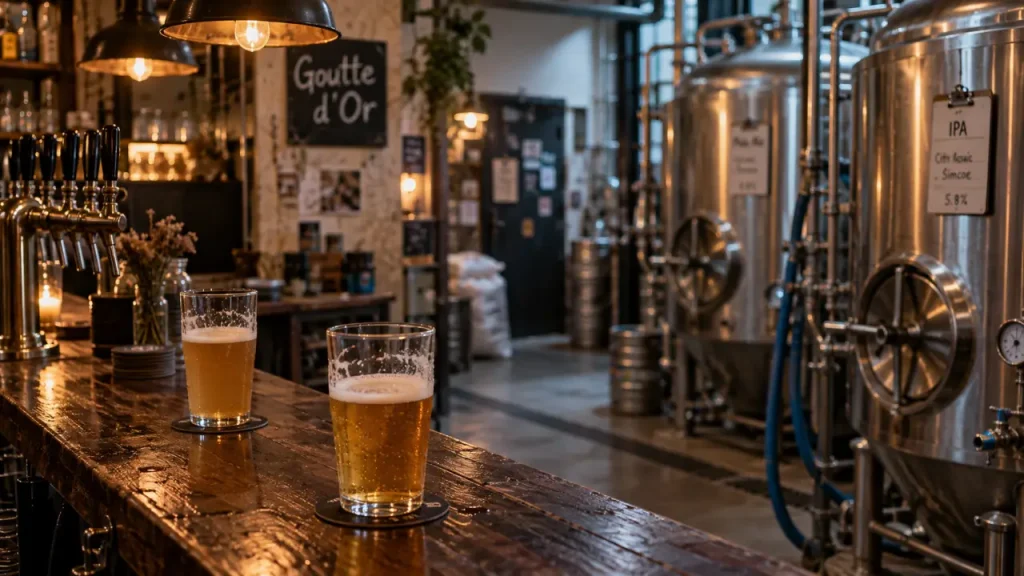 Bar et microbrasserie de la goutte d'or à Paris 18e : cuves inox et bière artisanale