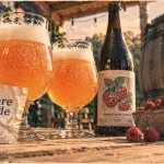 Bière acide aux framboises dans des verres tulipe