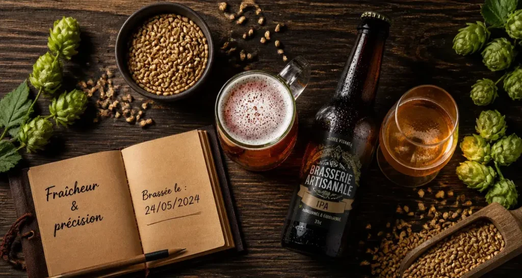 Bière artisanale haut de gamme : chope et bouteille artisanale
