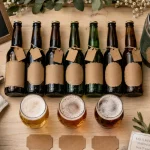 Bière artisanale mariage : bar à bière, bouteilles et verres