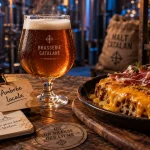 biere artisanale perpignan : ambrée en brasserie avec plateau de welsh