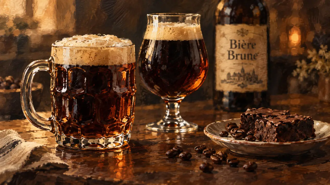 Bi2e brune en dgustation : chope, brownies et caf