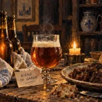 Bière de garde du Nord : malts et maturation, verre fumant et bouteilles ambrées