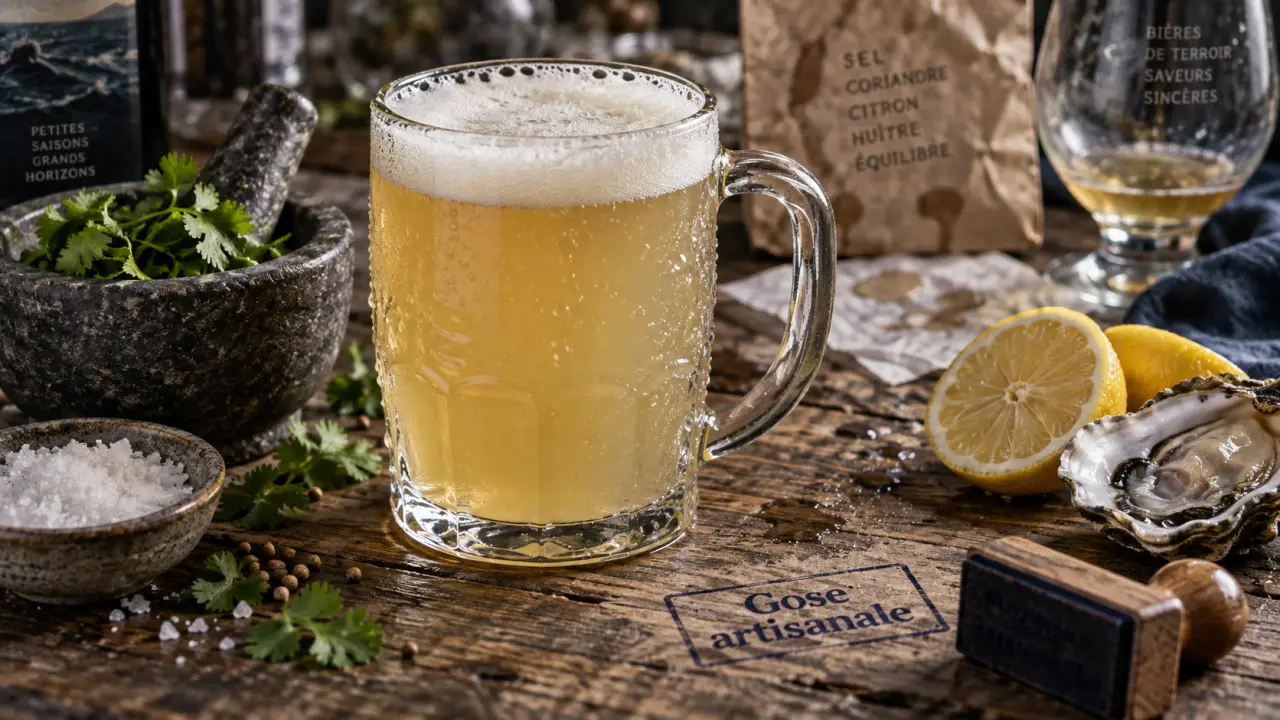 Biere gose : chope salée acidulée artisanale, sel et coriandre