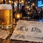 Biére la locale sud ouest, blonde fraîche sur table en bois