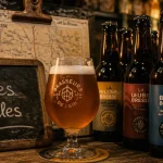 Bi7re locale bourg-en-bresse : bouteilles artisanales de l’Ain sur comptoir bois
