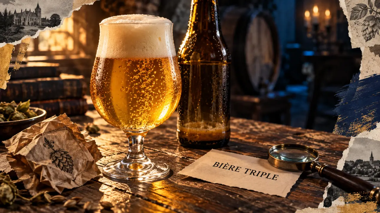 Photo bière triple : verre tulipe dorée avec mousse