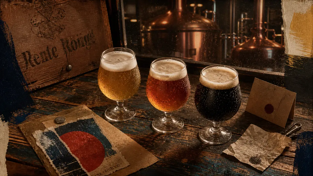 Brasserie artisanale de la rente rouge : verres de bière artisanale sur comptoir