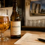 Brasserie artisanale de Sabaudia : bière blonde fraîche en verre tulipe