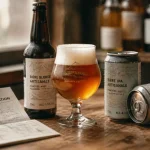 Brasserie artisanale du contrevent : bière artisanale, verre et carte de visite