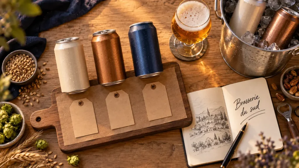 Brasserie artisanale du sud à Nyons : bière blonde dorée et dégustation.