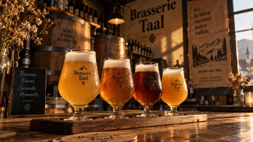Brasserie de Munster bieres taal : verres de bières Taal à Wihr-au-Val