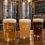 Brasserie des rieux à Vogüé : verres de dégustation blonde blanche ambrée