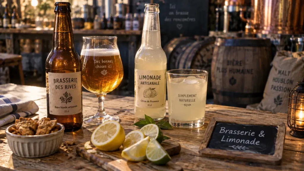 Brasserie limonaderie artisanale du pays de saint-avold : bière ambrée et limonade citronnée