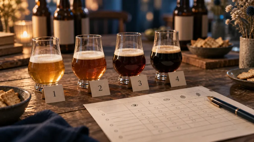 Concours bière artisanale : fiche de dégustation et verres