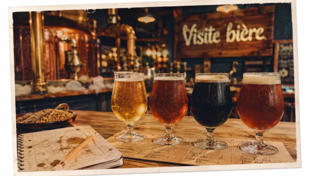Dégustation bière boulogne : verres artisanaux sur table