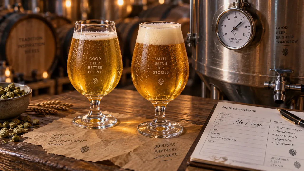 Difference between lager and ale : ale et lager, fermentation et goût en verres tulipe