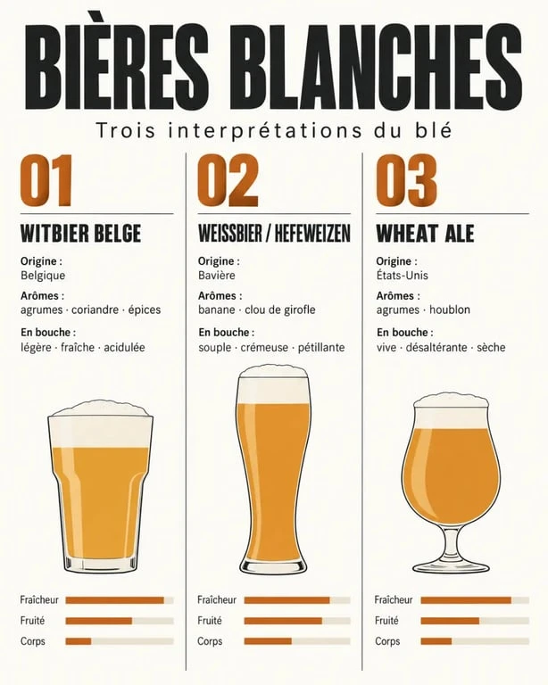 Bières blanches : comparaison entre witbier, weissbier et Wheat Ale