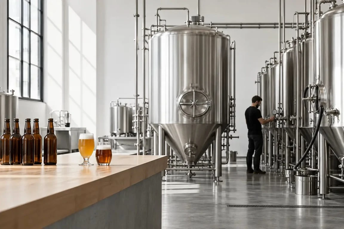 Microbrasserie de Montchat à Lyon avec espace de brassage et comptoir de dégustation