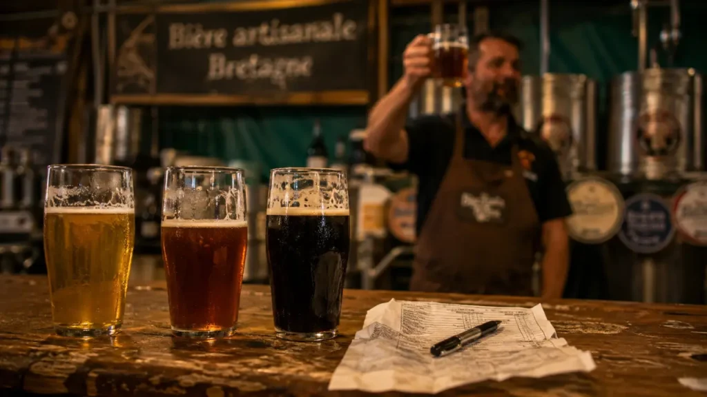 Événement bière artisanale Bretagne : verres de dégustation en brasserie