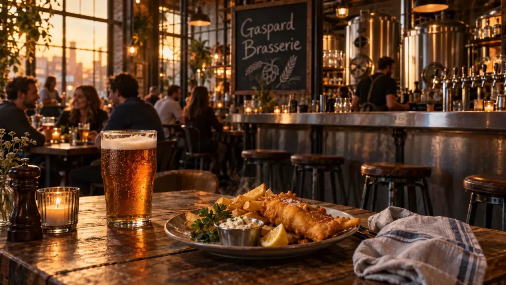 Gaspard brasserie artisanale : pinte ambrée et fish & chips en brasserie