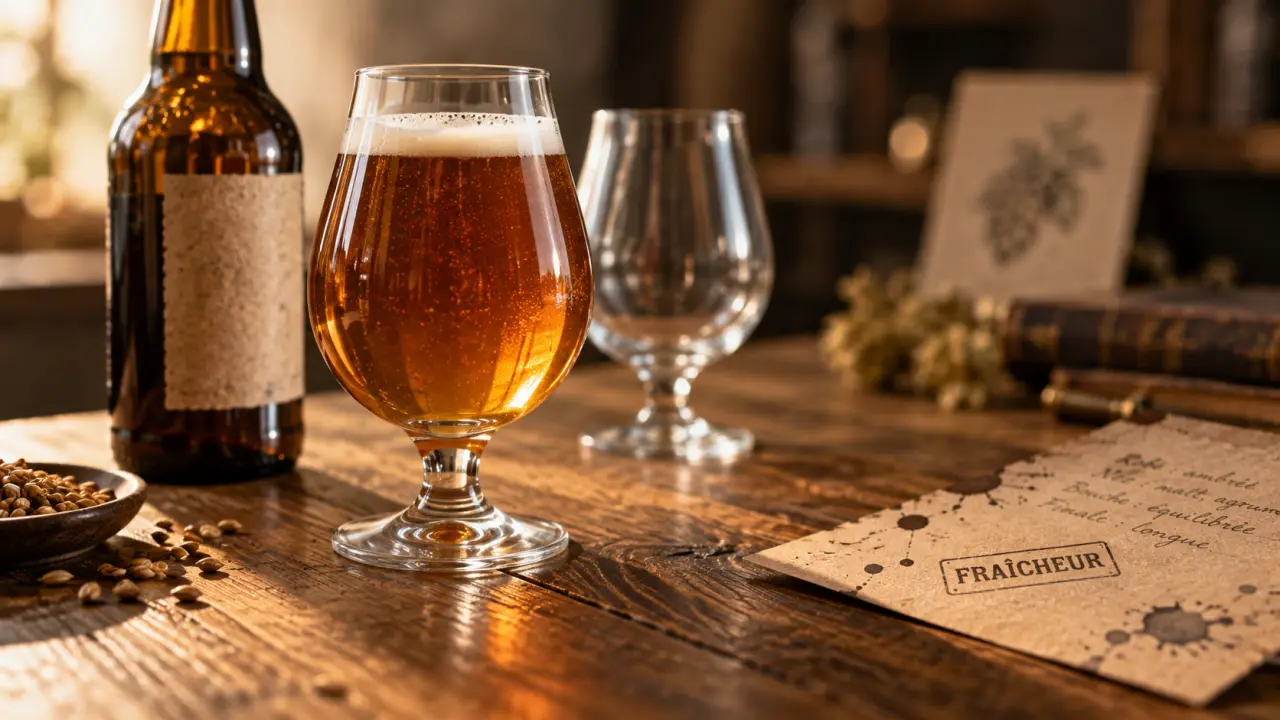 Bière artisanale de qualité : verre ambré, fraîcheur et mousse fine