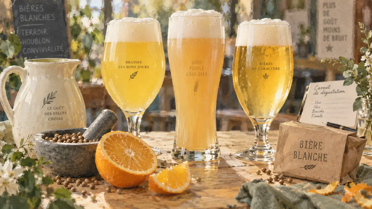 Biere blanche en verres : witbier, weissbier, wheat ale