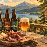 Brasserie artisanale chorges : terrasse bois, bière et planche apéritif locale