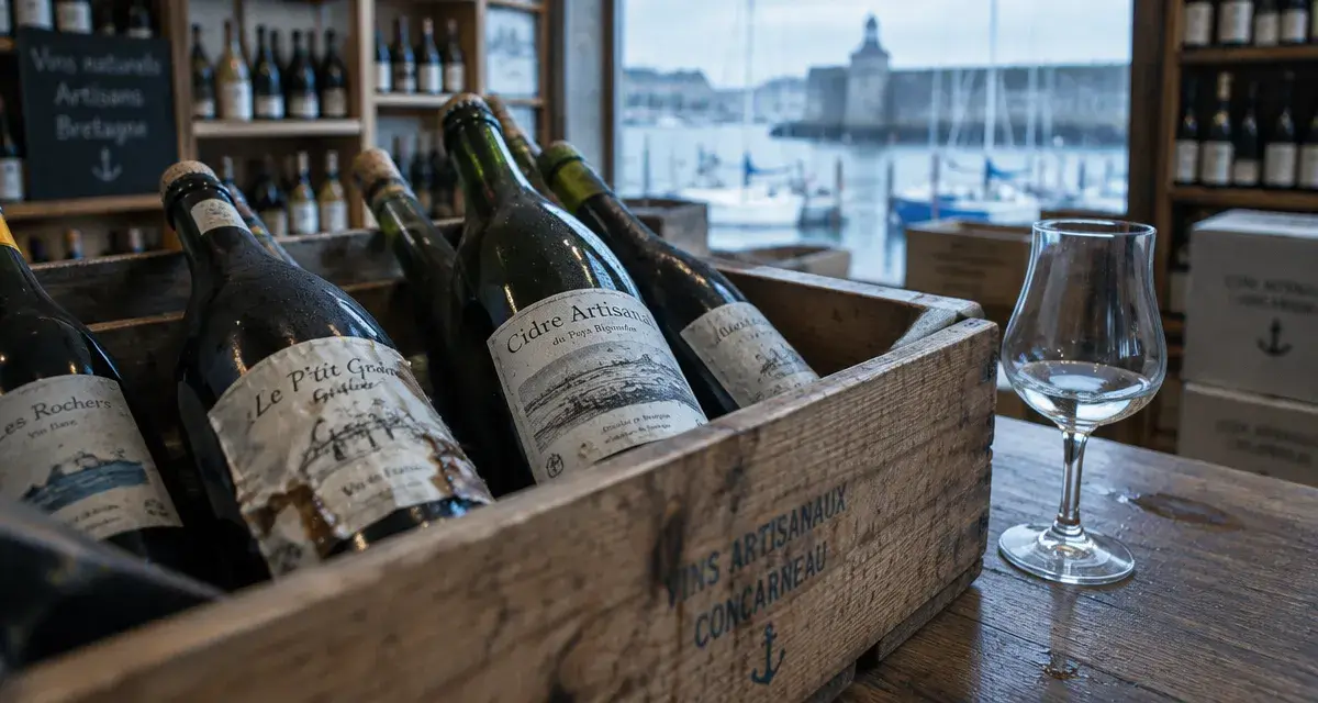 Brasserie artisanale Concarneau : comptoir avec bouteilles artisanales