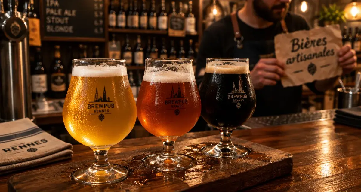 Brasserie artisanale rennes : verres de bières locales au brewpub