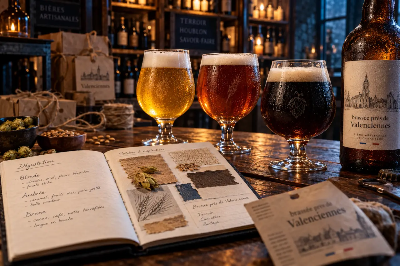 Brasserie artisanale valenciennes : verres de bière artisanale et carnet de dégustation