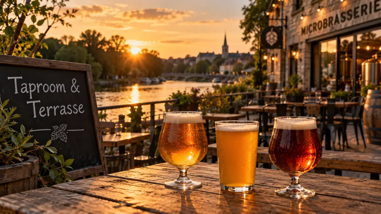 Choque microbrasserie : terrasse près de la Vilaine, bières artisanales