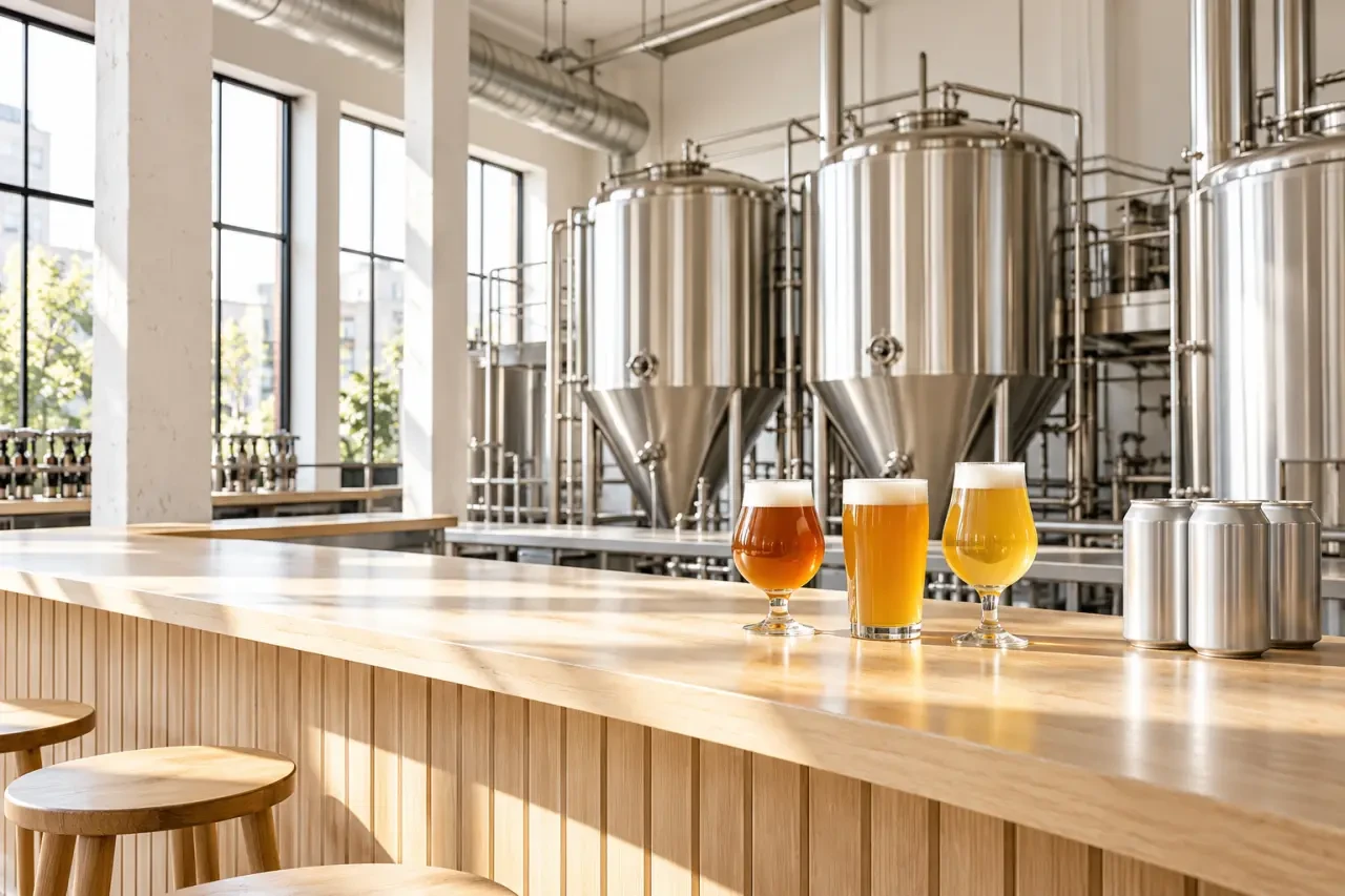 Galopin microbrasserie à Bagnolet avec bar et cuves de fermentation visibles