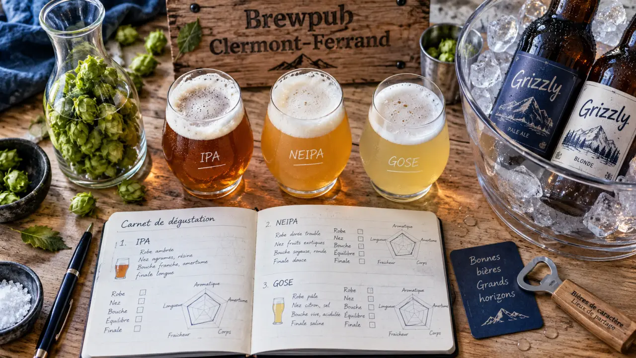Grizzly microbrasserie à Clermont-Ferrand : verres d’IPA et Brewpub