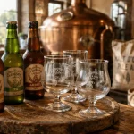 Microbrasserie dimezell à Quessoy : bouteilles de bières et atelier de brassage
