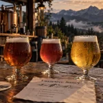 Microbrasserie la banne : bières acides et barriquées au Sancy, verres sur terrasse.
